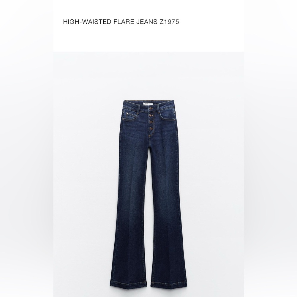 High-Waisted Flare Jeans in Dark Blue